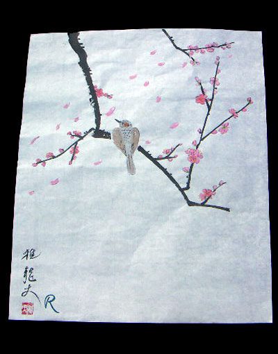 世界最長絵画にチャレンジ No.12「平和への願い（梅にヒヨドリ）」